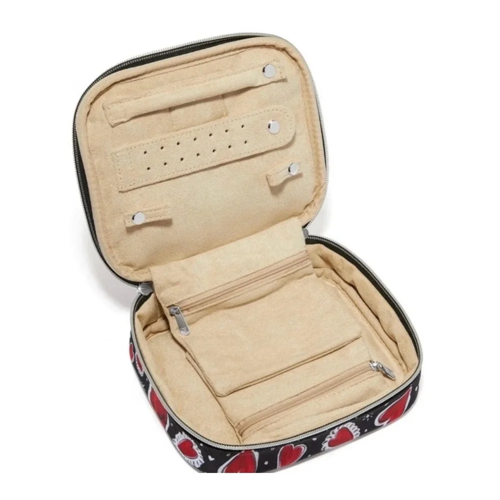 Brighton Love Travel Zip Jewelry Case Hearts Black Red OS